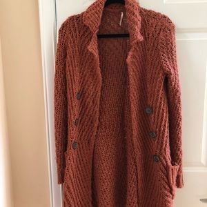 Free People Pumpkin Colored Knit Cardigan (XS)